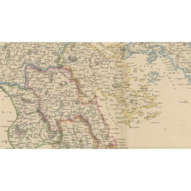 Antique Hand-Colored Map of Greece and Ionian Islands, 1860 For Sale - Image 6 of 11