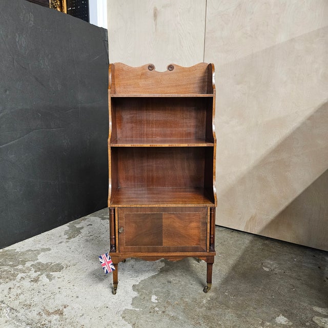 1900-1909 Edwardian Mahogany Waterfall Bookcase With a Cupboard Base on Castors For Sale - Image 10 of 15