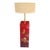 Rare Vintage Chinoiserie Red Lacquered Pedestal Bird Floor Lamp With Huge Linen Shade For Sale