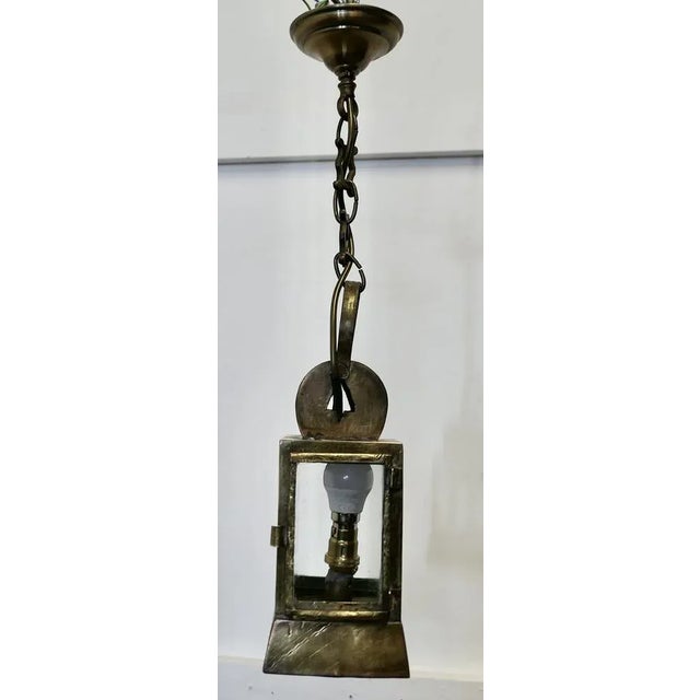 French Brass Night Watchman’s Lantern This is a lovely piece, originally an oil lamp, it has been given a new lease of...