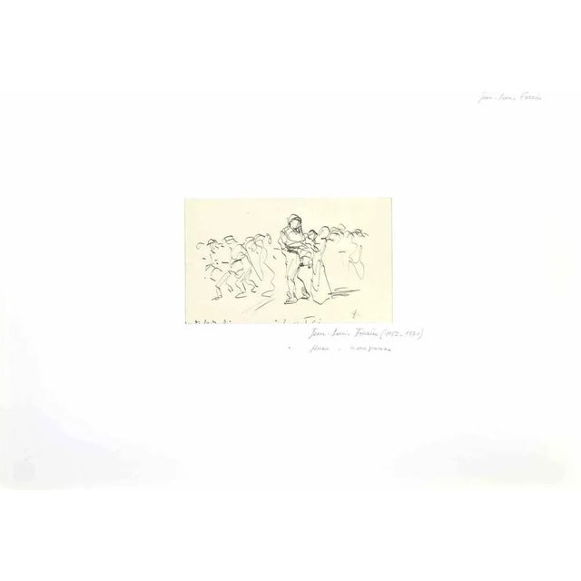 Jean-Luis Forain, Taking the Child, Pencil Drawing, Late 19th Century For Sale - Image 3 of 3