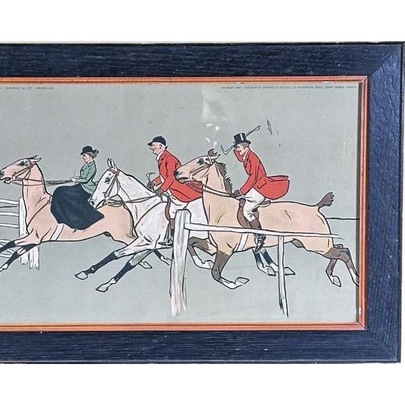 1900 - 1909 Antique Panoramic English Fox Hunting Framed Traditional Sporting Art Print For Sale - Image 5 of 11