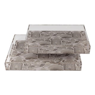 Winterthur for Port 68 Pagoda Garden Mocha Large Tray, Set of 2 For Sale