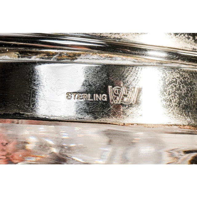 Metal Stunning Crystal Sterling Silver Antique Art Nouveau Desk Paperweight Inkwell For Sale - Image 7 of 13