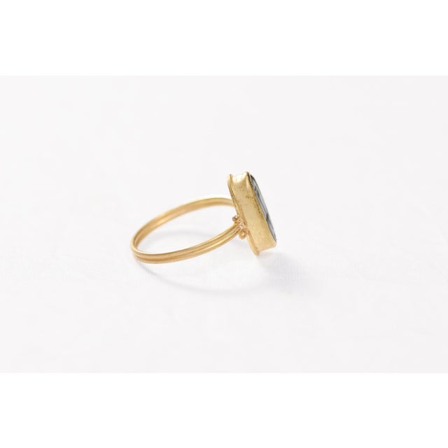 Bronze Cross Set in 21k Gold Ring, Size 7 For Sale - Image 4 of 12