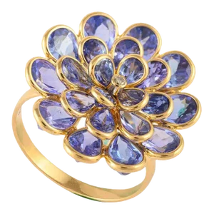 6.26 Ct Tanzanite Flower Shape Cocktail Ring Size 7 (All Sizes Available)