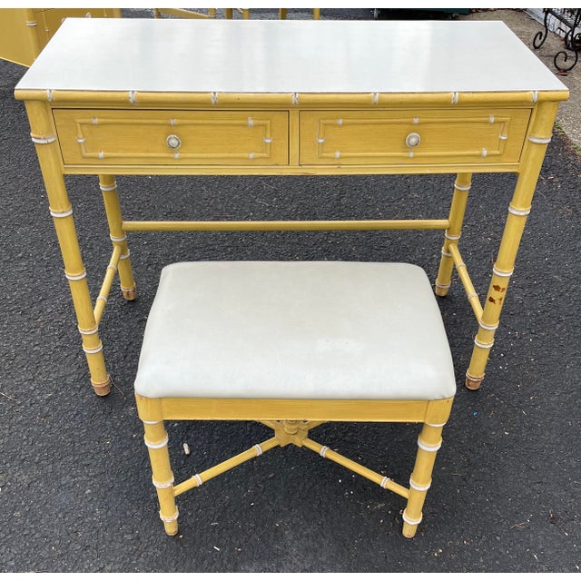 Vintage Thomasville Allegro Faux Bamboo Writing Desk or Vanity and