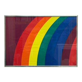 Rare Otto Piene "Rainbow" Serigraph on Canvas, Signed For Sale