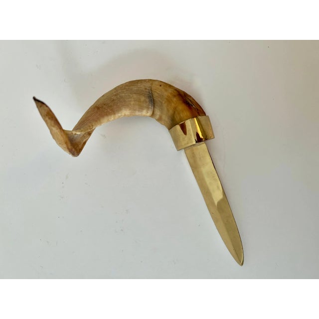 Mid 20th Century Brass and Horn Letter Opener For Sale - Image 5 of 7