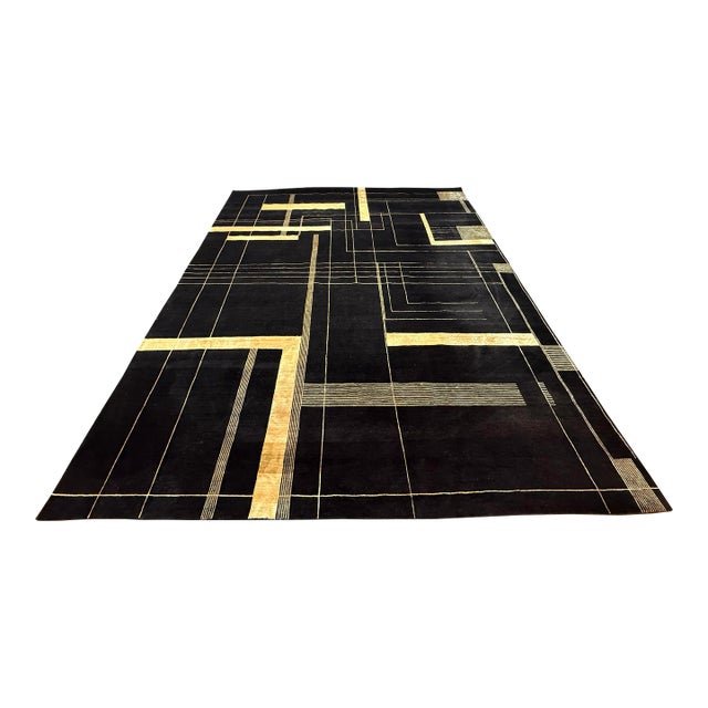 9ft 1in × 11ft 10in Stark Carpet Wool + Silk Area Rug For Sale