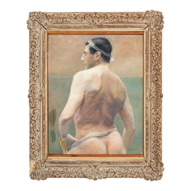 John Dillon Portrait of a Nude Man Oil, 1958 For Sale