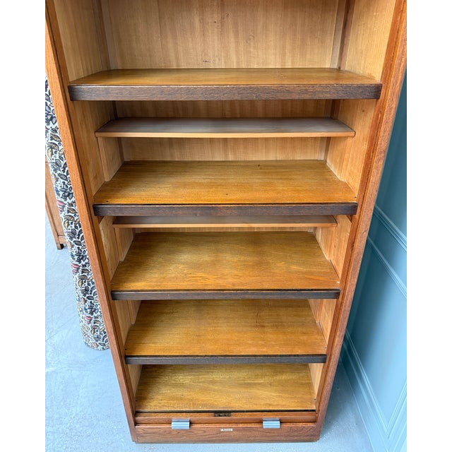 Large Oak Roll-Top Filing Cabinet by Lacour, 1950s For Sale - Image 11 of 14
