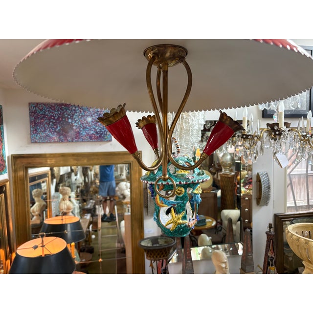 Metal Italian Modern Enamel and Brass Pendant For Sale - Image 7 of 14