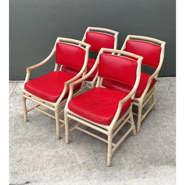 McGuire Vintage McGuire Rattan Dining Chairs - Set of 4 For Sale - Image 4 of 12