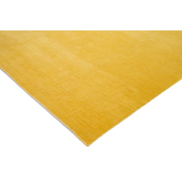 Yellow Apadana's Modern Handmade Gabbeh Plush Wool Rug in Yellow For Sale - Image 8 of 11