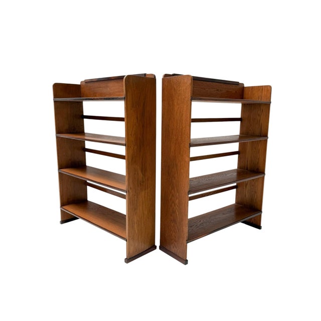 Vintage Art Deco Open Bookcases by P.E.L. Izeren for De Genneper Molen, 1920s, Set of 2 For Sale - Image 3 of 13