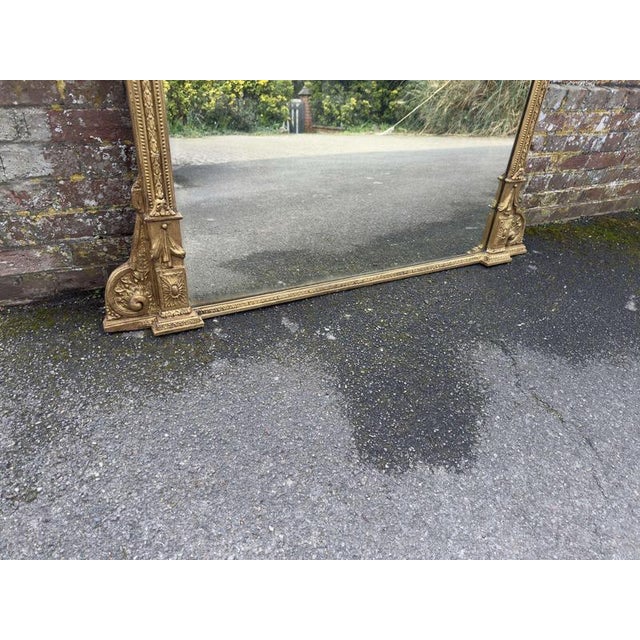Large Antique English Gilt Overmantle Mirror, 1800s For Sale - Image 4 of 5