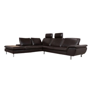 Leather Corner Sofa in Brown with Manual Function by Willi Schillig For Sale