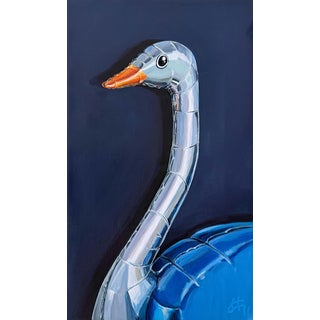 Sofía Cristina Jiménez, Silver Inflatable Ostrich, Lady Truthi 3, 2025, Acrylic Painting For Sale