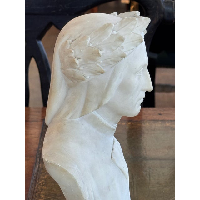Traditional 1950s Alabaster Bust of Dante For Sale - Image 3 of 9