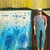 Paul Bowen Vintage 1990's Provincetown Modernist " Untitled Blue Trees " Original Signed Framed Mixed Media Painting For Sale - Image 11 of 18