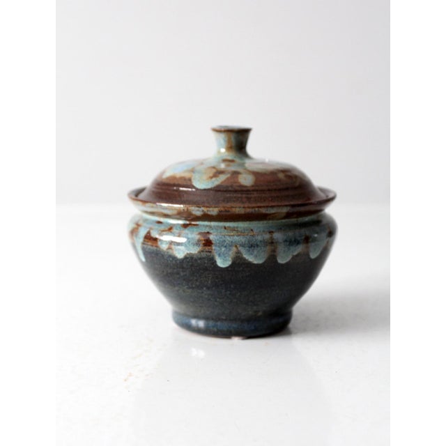 Late 20th Century Vintage Handmade Pottery Bowl With Lid For Sale - Image 5 of 10