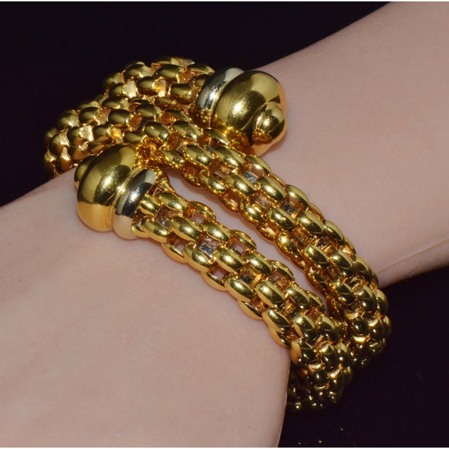 Gold Vintage Fope Flex’it Double Wrap Bangle Bracelet in 18k Yellow & White Gold For Sale - Image 8 of 18