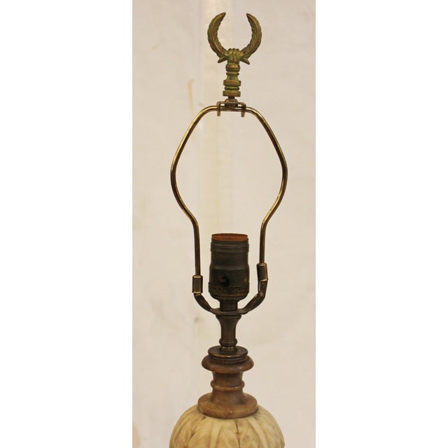 Art Deco C. 1920s Continental Carved Multi-Colored Alabaster Urn Form Lamp For Sale - Image 3 of 6