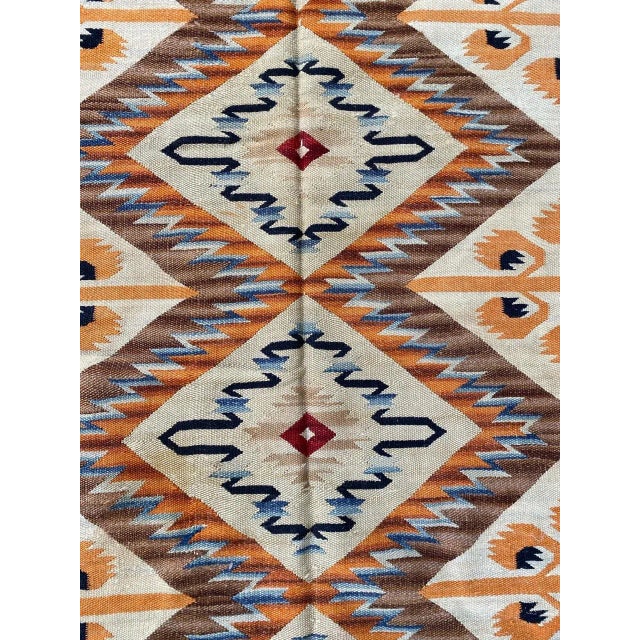 Mid-Century Scandinavian Flat Woven Kilim Rug For Sale - Image 4 of 13