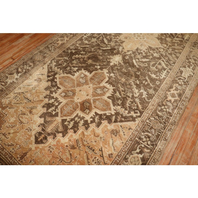 Vintage Zabihi Collection Persian Heriz Brown Gallery Rug - 5'3" x 12'10" For Sale - Image 10 of 12