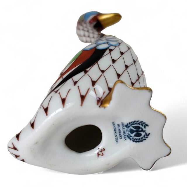 Vintage MCM Hollohaza Hungary Fishnet Goose Porcelain Figurine For Sale - Image 4 of 4