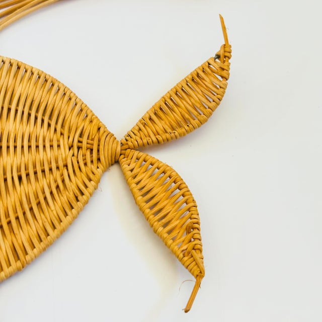 Wood Vintage Wicker Fish Wall Hangings - Set of 2 For Sale - Image 7 of 11