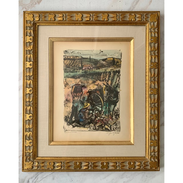 1960's Original Artist's Proof Lithograph of a Pastoral Scene by Artist Walter Spitzer A momentous piece with incredible...