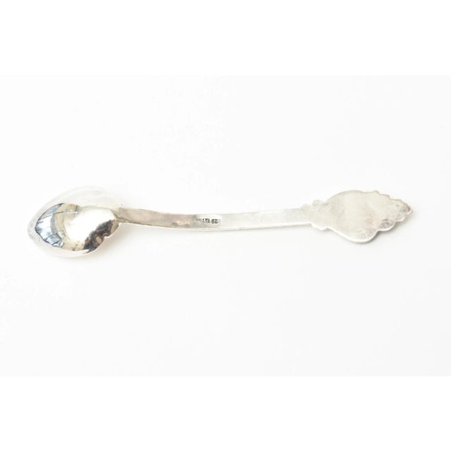 Vintage Sterling Silver and Turquoise Demitasse and Serving Spoons Set of 14, Brazil For Sale - Image 9 of 10