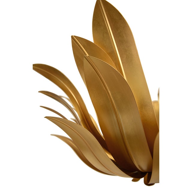 Contemporary Matthew Izzo Home Leander Leaf Blossom Chandelier in Gold Leaf For Sale - Image 3 of 7