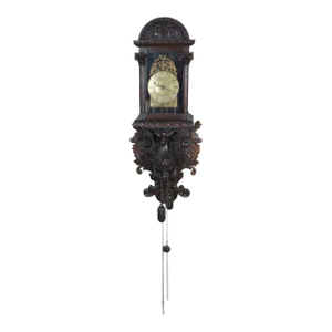 Antique 17th Century Figural Griffon Carved Oak Brass Lantern Clock