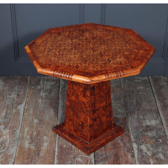 Brown French Occasional Pedestal Table in Burr Elm, 1950s For Sale - Image 8 of 16