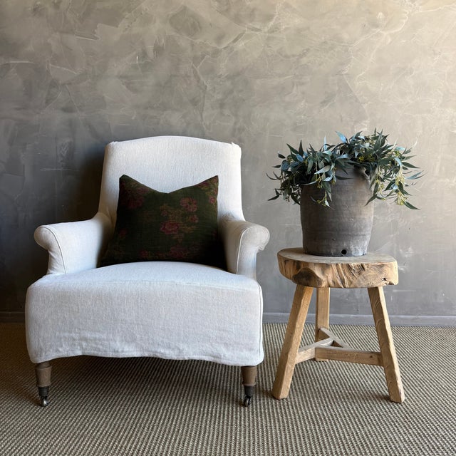 This solid stump slice was turned into a side table or stool. The solid thick top has a beautiful movement with unique...