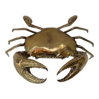 Cast Bronze Crab Sculpture — Sculptural Coastal Form in Polished Patina For Sale