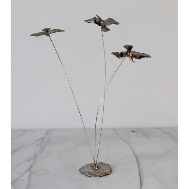 Metal Silver Tone Seagulls in Flight Kinetic Sculpture, Vintage 1970s For Sale - Image 7 of 10