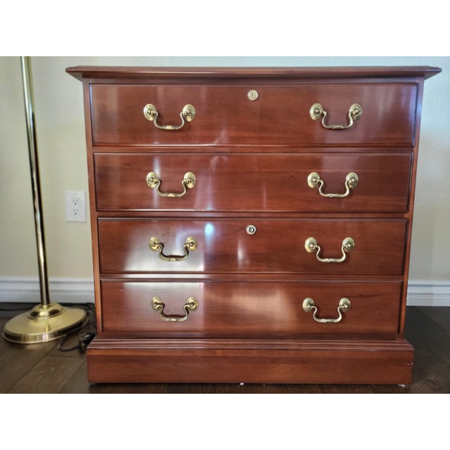 Ethan Allen lateral file cabinet with two drawers. Both drawers lock with the original two keys provided at the time of...