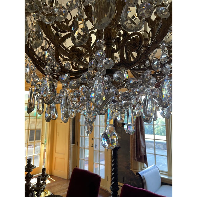 Glass French 19th Century Louis XVI Bronze & Crystal Chandelier For Sale - Image 7 of 9
