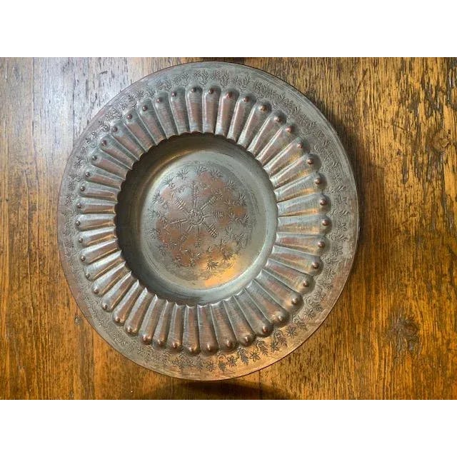 1900s Hand Hammered Egyptian Copper Dishes Set of 3 For Sale - Image 4 of 11