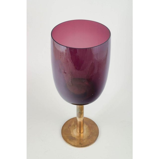 Hans-Agne Jakobsson for Markaryd Monumental mouth-blown glass candle holder, 1960s. Rare and sculptural candleholder in...