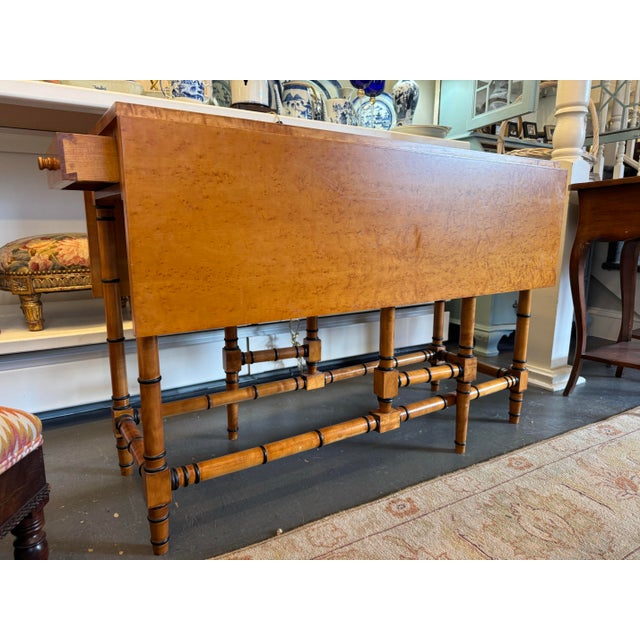 Late 20th Century Vintage Birds Eye Maple Drop Leaf Table For Sale - Image 5 of 11