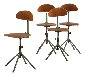 Vintage Industrial Style Workshop Stools, 1950, Set of 4