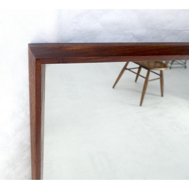 Mid Century Modern 2" Deep Profile Solid Walnut 32x43 Rectangle Wall Mirror MINT For Sale - Image 12 of 15