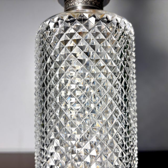 Pointed Diamond Crystal Carafe with Silver Neck from Baccarat For Sale - Image 5 of 18