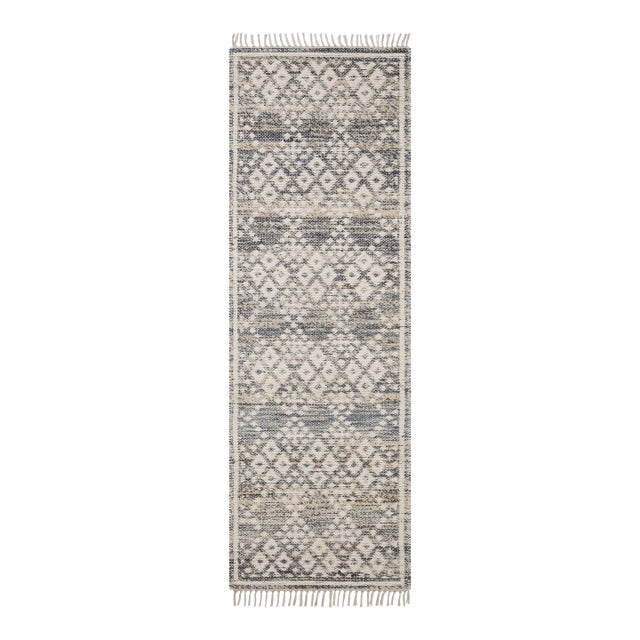 Angela Rose x Loloi Rivers Denim / Ivory 2'-6" x 7'-6" Runner Rug For Sale