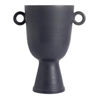 Four Hands Anillo Wide Vase, Matte Black For Sale